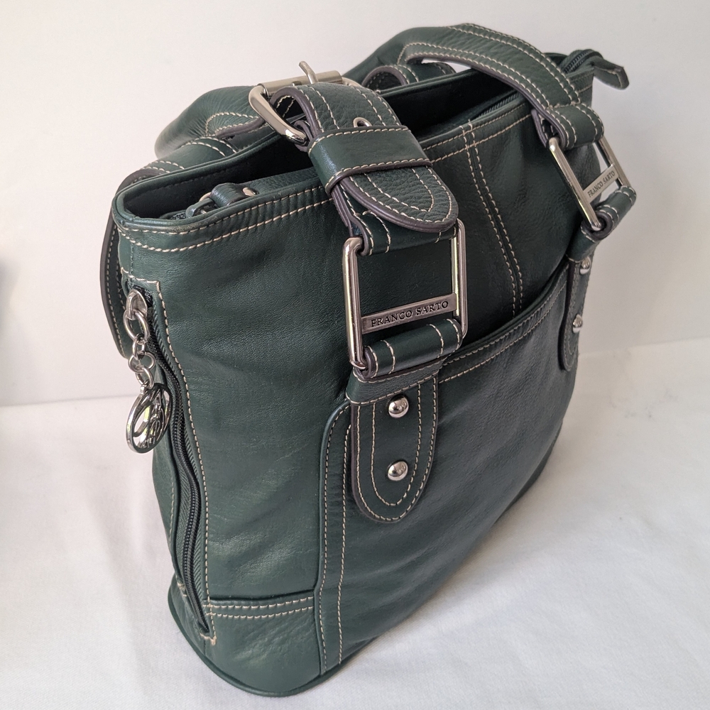 Franco Sarto Sophisticated Dark Green Leather Tote Shoulder Bag For everyday use - Picture 7 of 12